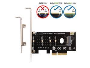 M.2 NVME PCIe Adapter NVME M.2 SSD to PCI Express 3.0 x4 Controller Expansion Card with Low Profile Bracket PCI-e to M2 NGFF Based M Key SSD Converter Desktop PC Support 2242 2260 2280