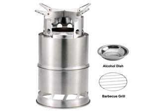 Portable Stainless Steel Camping Wood Wood Burning Stove Outdoor Picnic BBQ 