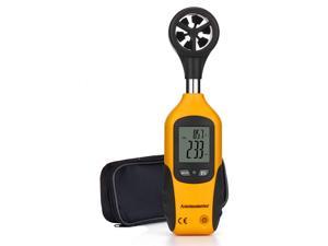 Anemometer Portable Wind Speed Meter Gauge Air Volume Speed Measuring Meter for Weather Data Collection and Outdoors Sports Windsurfing Kite Flying Sailing Temperature Thermometer