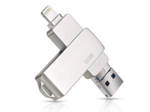 32GB USB Flash Drive for iPhone iPad Werleo 3-in-1 OTG External Storage Memory Stick Durable Metal Body & Anti-Lost Swivel Cap For iOS Android Phone Laptop Macbook PC Samsung Galaxy