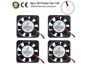 Werleo 4pcs 3D Printer Fan 12V 0.08A DC Mini Quiet Cooling Fan 40X40X10mm with 28cm Cable for 3D Printer, DVR,and Other Small Appliances Series Repair Replacement