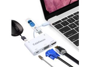 CableDeconn USB-C Multiport 5in1 3.1 Type-C to HDMI+VGA+Type C+2Hub USB-C Female Charger Cable Adapter Converter for 2016 2017 Macbook Google New Chromebook Pixel CableDeconn USB-C Multiport 5in1 3.1 Type-C to HDMI+VGA+Type C+2Hub USB-C Female Charger Cable Adapter Converter for 2016 2017 Macbook Google New Chromebook Pixel