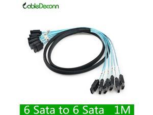 CableDeconn High Speed 6Gbps 6pcs Set Sata 6 SATA Cable SAS Cable for Server 1M