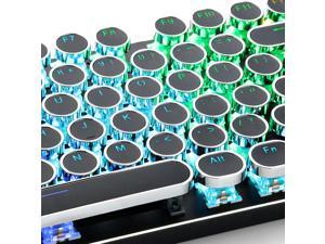 Typewriter Keycaps For Backlit Mechanical Keyboard Round Double-shot English ABS Key Cap 104 Keys-White Typewriter Keycaps For Backlit Mechanical Keyboard Round Double-shot English ABS Key Cap 104 Keys-White