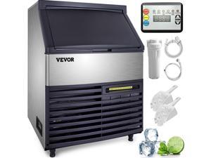 VEVOR 110V Commercial Ice Maker 440LBS/24H with 99lbs Storage Capacity Stainless Steel Commercial Ice Machine 144 Ice Cubes Per Plate Industrial Ice Maker Machine Auto Clean for Bar Home Supermarkets