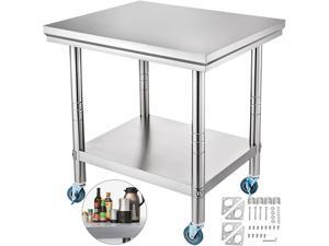 VEVOR 24 x 30 x 32 Inch Stainless Steel Work Table with casters Heavy Duty Work Table VEVOR 24 x 30 x 32 Inch Stainless Steel Work Table with casters Heavy Duty Work Table