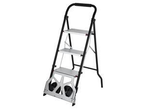 VEVOR 3-Steps Ladder Cart 2-in-1 Convertible Step Ladder Folding Hand Truck with Trolley VEVOR 3-Steps Ladder Cart 2-in-1 Convertible Step Ladder Folding Hand Truck with Trolley