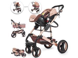 VEVOR 3 in 1 Luxury Baby Stroller with Portable Seat For Newborn Folding Carriage VEVOR 3 in 1 Luxury Baby Stroller with Portable Seat For Newborn Folding Carriage