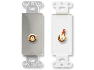 RDL DS-BNC BNC Jack on Decora Wall Plate-Solder type-Stainless steel