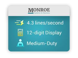 Monroe 122PDX Medium-Duty High Quality 12-Digit Print/Display Printing Calculator / Adding Machine With Paper, Ribbons and Foam Elevation Wedge Monroe 122PDX Medium-Duty High Quality 12-Digit Print/Display Printing Calculator / Adding Machine With Paper, Ribbons and Foam Elevation Wedge