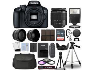 Canon EOS 3000D / Rebel T100 SLR Camera + 3 Lens Kit 18-55mm+ 16GB+ Flash & More