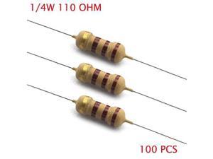 110 Ohm Resistors, 1/4W , 5% (Pack of 100) 110 Ohm Resistors, 1/4W , 5% (Pack of 100)