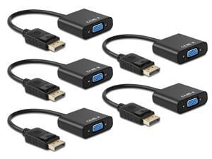 DP2VGA DisplayPort to VGA Adapter, 5 Pack Gold-Plated Display Port to VGA Adapter (Male to Female) Compatible with Computer, Desktop, Laptop, PC, Monitor, Projector, HDTV - Black