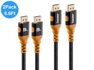 Display Port Cable 1.4 [6.6FT, 2Pack], DisplayPort to DisplayPort Cord Ultra Hi Speed (8K@60Hz, 4K@144Hz) Support HBR3, DSC, HDR 10, UHD, 32.4 Gbit/s Display Cable For PC, Monitor, HDTV, Projectors