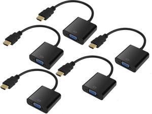 HDMI to VGA Adapter,5Pack iXever Gold-Plated HDMI to VGA Adapter (Male to Female) for Computer, Desktop, Laptop, PC, Monitor, Projector, HDTV, Chromebook, Raspberry Pi, Roku, Xbox and More - Black