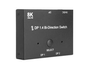 8K DisplayPort 1.4 Switch, iXever DP DisplayPort 1.4 Bi-Direction Switch Splitter 1X2 or 2x1 DP 1.4 KVM 8K@60Hz 4K@120Hz for Multiple Source and displays switcher