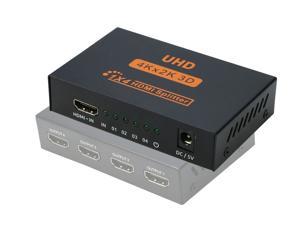 4K 1x4 HDMI Splitter iXever - 1 In to 4 Out HDMI Display Duplicate/Mirror - Powered HDMI Splitter Ver 1.4 Certified for Full HD 1080P 4K@30Hz High Resolution & 3D Support (One Input To Four Outputs)