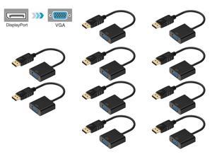 DP2VGA DisplayPort to VGA Adapter [10Pack], IXEVER Display Port (DP) to VGA Converter Male to Female 1080p Compatible with Monitor, Projector, HDTV