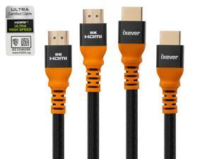 2Pack iXever 8K 4K HDMI 2.1 Cable 6 Ft Ultra Hi Speed 48Gbps HDR Enhanced Audio Return (eARC) & Dolby Atmos Support 8K 120Hz (6 Feet)