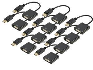 Gold Plated DisplayPort to DVI Adapter DP2DVI, 10Pack, DP Display Port to DVI-D Video Converter Adapter (Male to Female) Compatible with Computer, Desktop, Laptop, PC, Monitor, Projector, HDTV - Black