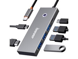 USB C Docking Station 6in1 iXever USB Type C to HDMI 20 Multiport Adapter 4K60Hz with One Touch ScreenOff Button 2X USB 30 HUB USB Type C 5Gbps PD 100W Charging