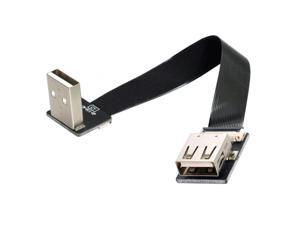 Cablecc Up Angled USB 2.0 Type-A Male to Female Extension Data Flat Slim FPC Cable for FPV and Disk and Scanner and Printer