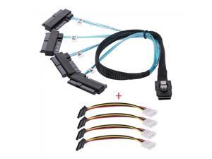 Cablecc Internal 36 Pin Mini SAS SFF-8087 Host to 4 SFF-8482 Target SAS Hard Disk and IDE Power Cable 50cm