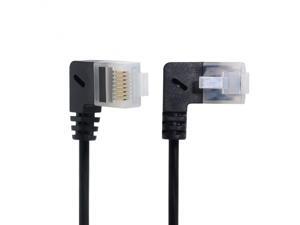 Cablecc Ultra Slim Cat6 Ethernet Cable RJ45 Left to Right Angled 25cm UTP Network Cable Patch Cord 90 Degree Cat6a Lan for Laptop Router TV BOX