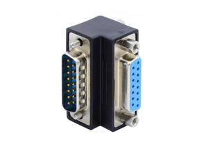 Cablecc Down 90 Degree Angled DSUB D-subminiature 15pin Male to Female Extension Adapter DB Connector
