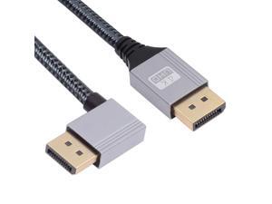 Cablecc 200cm Right Angled DisplayPort DP to DP Cable 4K 60hz Cable Silver Sleeve Ultra-HD UHD 90 Degree for Desktop Laptop Monitor Graphics Card