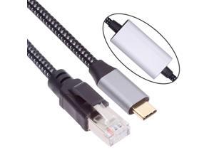 Cablecc USB-C to Ethernet Cable USB Type-C to RJ45 Male Cord Directly Connected 1000Mbps Gigabit LAN Network Compatible with Thunderbolt3