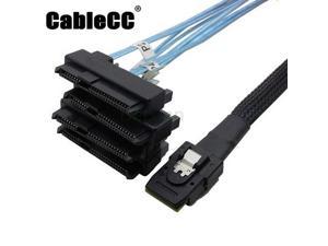 Cablecc  Internal 36 Pin Mini SAS SFF-8087 Host to 4 SFF-8482 Target SAS Hard Disk and SATA Power Cable 100cm