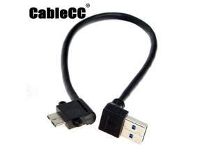 Cablecc Up Angled 90 Degree USB 3.0 to Micro 10Pin Right Angled Cable 20cm for Cell phone & Hard Disk SSD