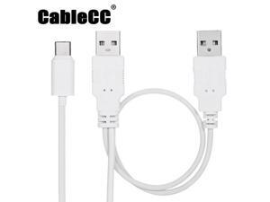 Cablecc USB 3.1 Type C USB-C to Dual A Male Extra Power Data Y Cable for Cell Phone & Hard Disk UC-373