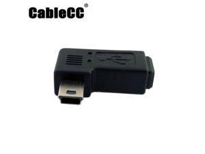 Cablecc Mini USB 2.0 5P Male to Female M - F extension adapter 90 degree Left angled