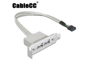 Cablecc Low Profile 9.5mm Height USB 2.0 Female Back panel to Motherboard 9pin cable with PCI bracket 40cm Cablecc Low Profile 9.5mm Height USB 2.0 Female Back panel to Motherboard 9pin cable with PCI bracket 40cm
