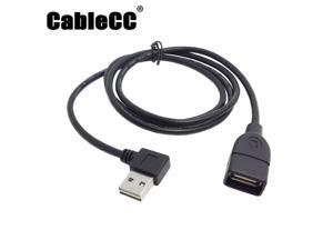 Cablecc USB 2.0 Male to Female Extension Cable 100cm Reversible Design Left & Right Angled 90 Degree