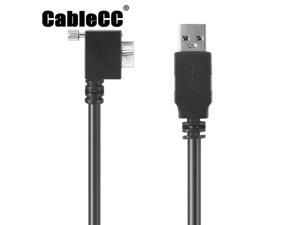 Cablecc USB 3.0 A Male to Micro B Left Angled 90 Degree Cable With Locking Screws for Nikon D800 D800E D810 15ft 5m