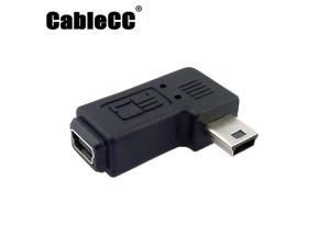 Cablecc Mini USB 2.0 5P Male to Female M - F extension adapter 90 degree right angled