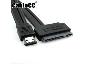 Cablecc  50cm Dual Power 12V and 5V eSATAp Power ESATA USB 2.0 combo to 22Pin SATA cable for 2.5" 3.5" Hard Disk Drive