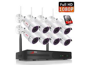 1080P Wireless Home Security Camera System Outdoor,8CH 1080P HD NVR Wireless CCTV Surveillance Systems WiFi NVR Kits with 8Pcs 2MP Wireless IP Cameras,2TB Hard Drive by ANRAN,Email Alarm 1080P Wireless Home Security Camera System Outdoor,8CH 1080P HD NVR Wireless CCTV Surveillance Systems WiFi NVR Kits with 8Pcs 2MP Wireless IP Cameras,2TB Hard Drive by ANRAN,Email Alarm