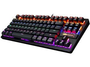 Mechanical Gaming Keyboard 87 Keys Small Keyboard Compact Multicolour Backlit -Anivia MK1 Wired USB Gaming Keyboard with Blue Switches, Metal Construction, Water Resistant for Windows MAC Laptop