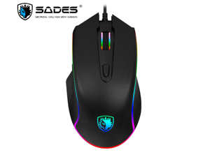 SADES Scythe FPS Gaming Mouse 4000DPI 7 programmable buttons 11 RGB lighting Opto-electronic Ambidextrous Ergonomic Mouse SADES Scythe FPS Gaming Mouse 4000DPI 7 programmable buttons 11 RGB lighting Opto-electronic Ambidextrous Ergonomic Mouse