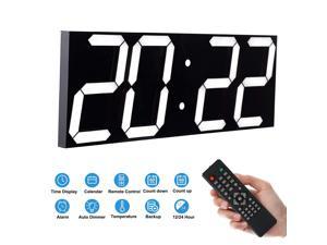 Remote Control Digital Led Wall Clock, Multifunction Led Clock, Large Calendar, Minute Alarm Clock, Countdown Led Clock, Big Thermometer, Mute Clock (Black Shell)