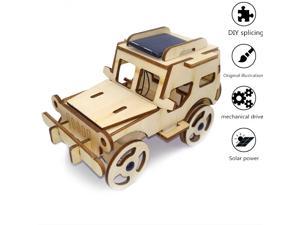 DIY Jeep Solar Energy Toys 3D Wooden Puzzle Game Assembly Model Building Kit Toys For Children Kids Sets-Best Christmas,Birthday Gift for Boys,Children,Adult,Education building blocks