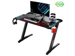 Eureka Ergonomic® Z1-S Gaming Desk with LED Lights, Controller Stand, Cup Holder & Headphone Hook - Black Eureka Ergonomic® Z1-S Gaming Desk with LED Lights, Controller Stand, Cup Holder & Headphone Hook - Black