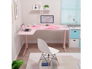 Eureka Ergonomic® 60" Pink L Shaped Gaming Desk with Mouse Pad, Corner Gaming Desk, Home Office Writing Table, Left Side