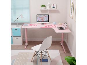 Eureka Ergonomic® 60" Pink L Shaped Gaming Desk with Mouse Pad, Corner Gaming Desk, Home Office Writing Table, Right Side