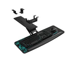 EUREKA ERGONOMIC Height Adjustable Mouse & Keyboard Tray Under Desk, 28 x 10 Inches Large Black Slide Out Swivel Tilt Computer Keyboard Drawer with Mouse Pad for Gaming Home Office Desk, Dual Mount