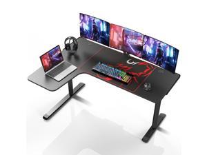 EUREKA ERGONOMIC L Shaped Gaming Desk, 60 Inch Corner Gaming Desk, Large Computer Desk, PC Gaming Desk with Mouse Pad and Cable Management for Gift,Space Saving, Easy to Assemble,Black
